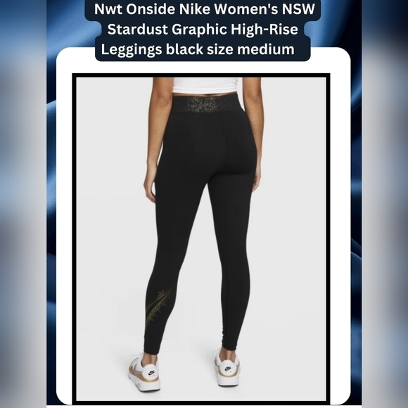 Nwt Onside Nike Women's NSW Stardust Graphic High-Rise Leggings Black Size M - Picture 7 of 9